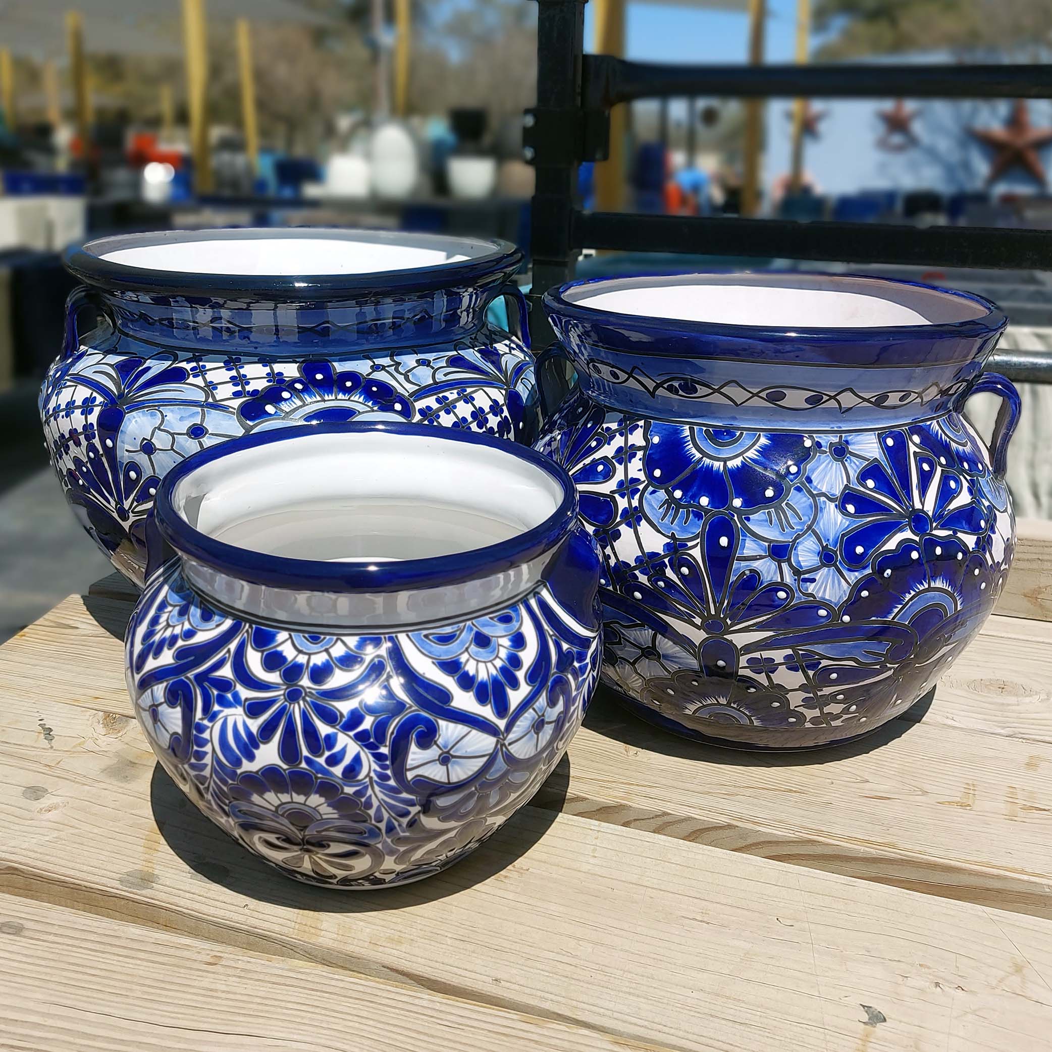 blue and white ceramic pots for plants Blue And White Mexican Pottery | Chata Pot