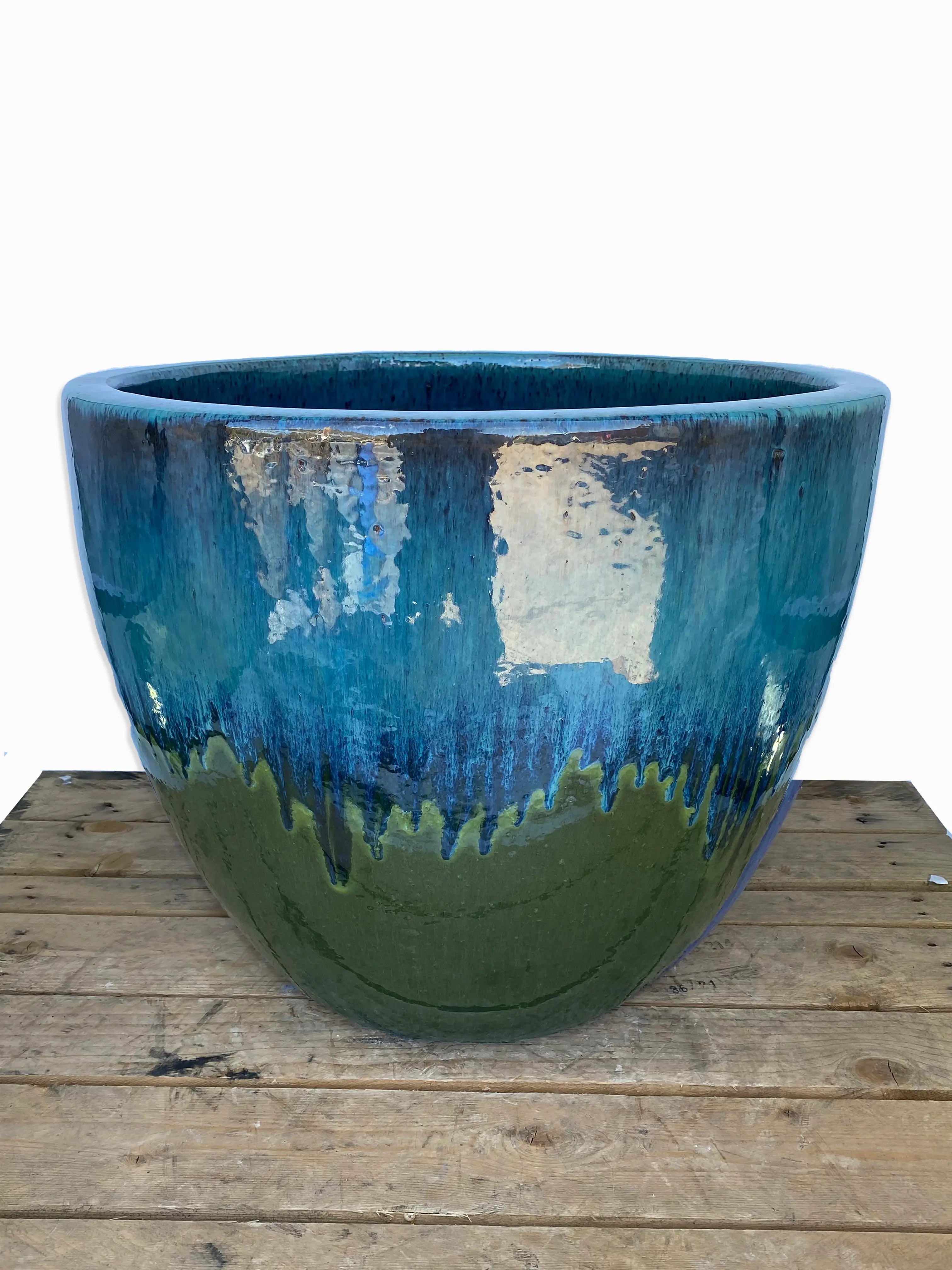 dark green plant pot Aqua-Apple Green Ceramic Bullet Planter