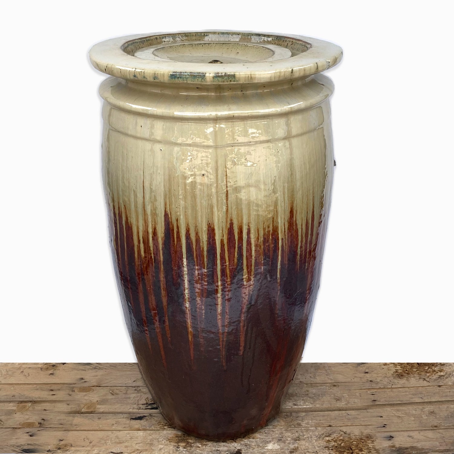 5250N44 - Cream/Copper Red Earth Drum Ceramic Fountain