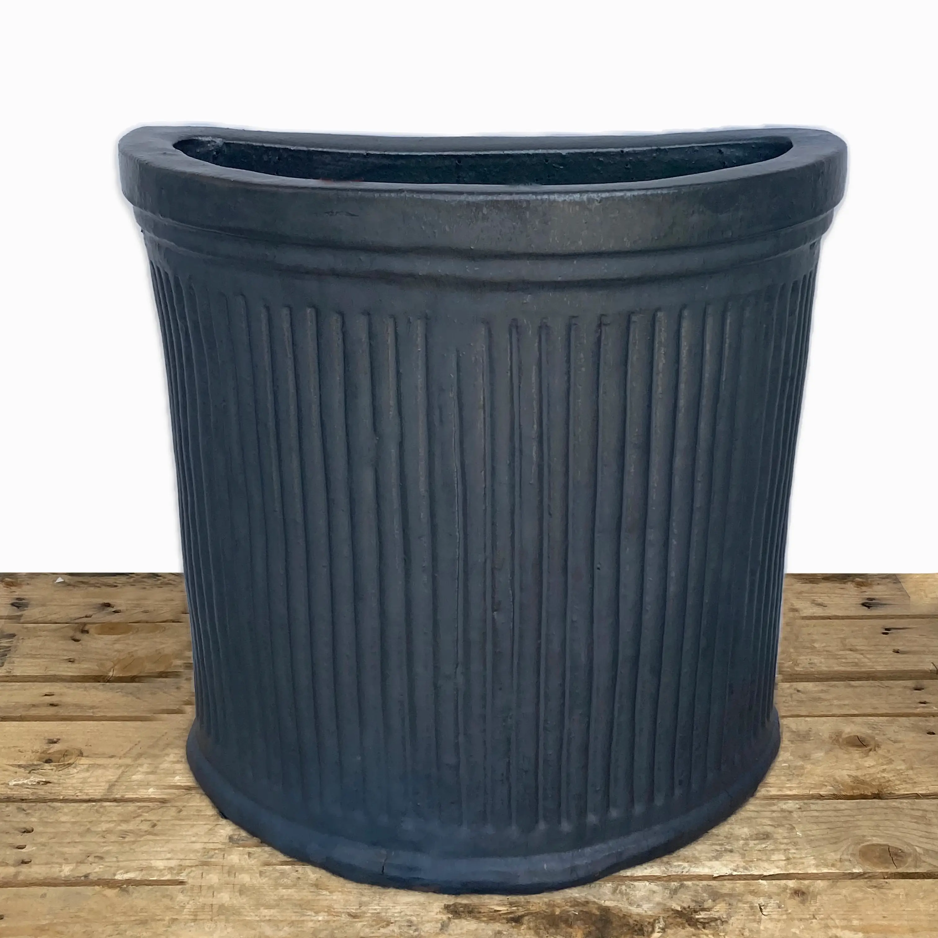 large round planter pots Matte Black Half Round Ceramic Wall Planter