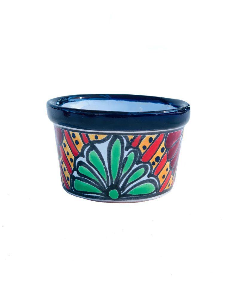Hand Painted Terra Cotta Tina round B J1028 - tenthousandpotsshop