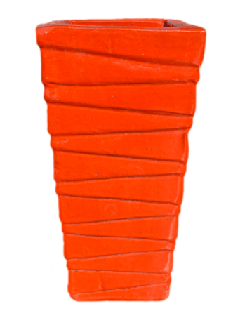 Pumpkin Spice Jagged Line Ceramic Square Planter | Ten Thousand Pots