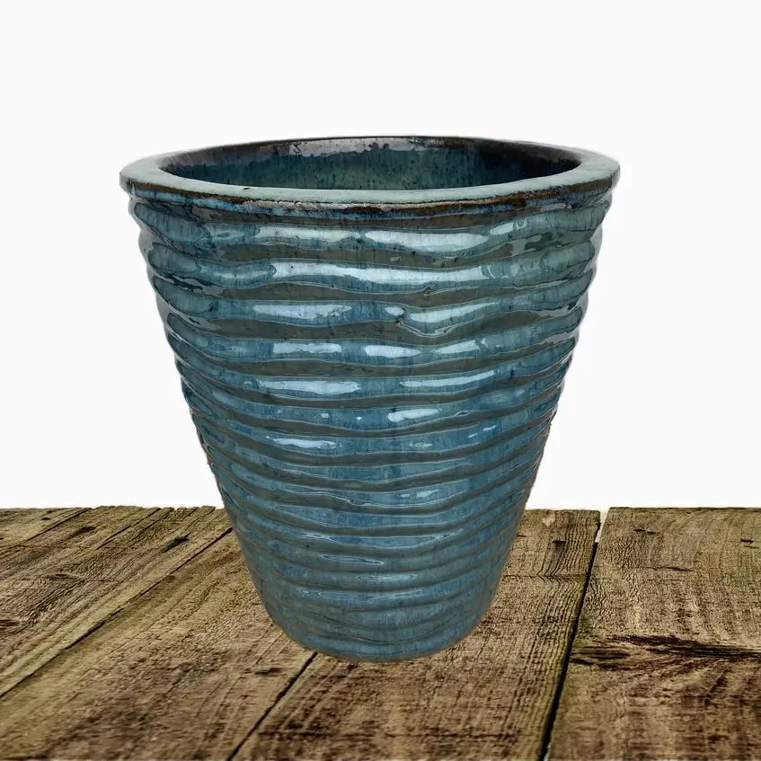 Marble Green Ripple Cone Pot