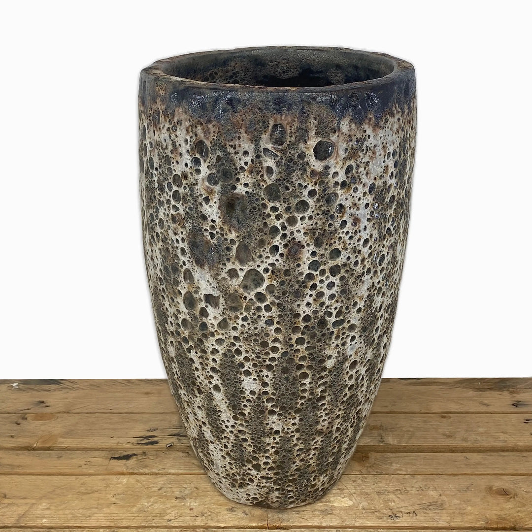 Seafoam Brown Tall Ceramic Seagrass Planter