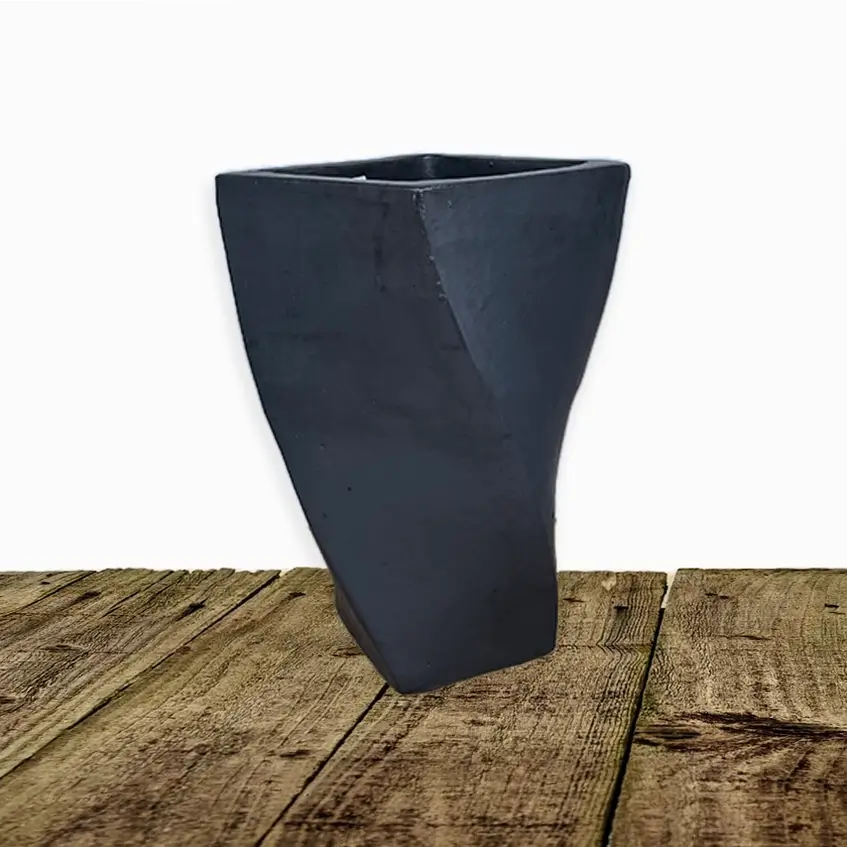 Matte Black Twisted Ceramic Pot