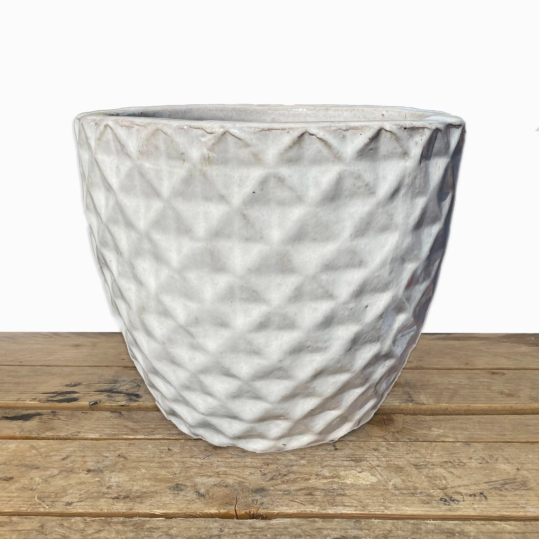 White Ceramic Waffle Planter