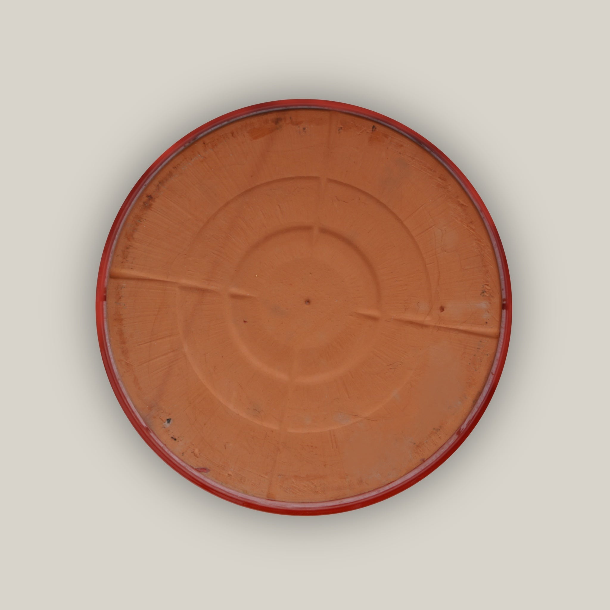 Bottom of Chili red large ceramic saucer for round plant pots