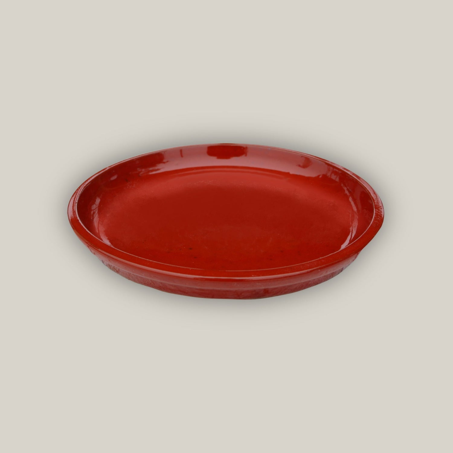 Chili red large ceramic saucer for round plant pots