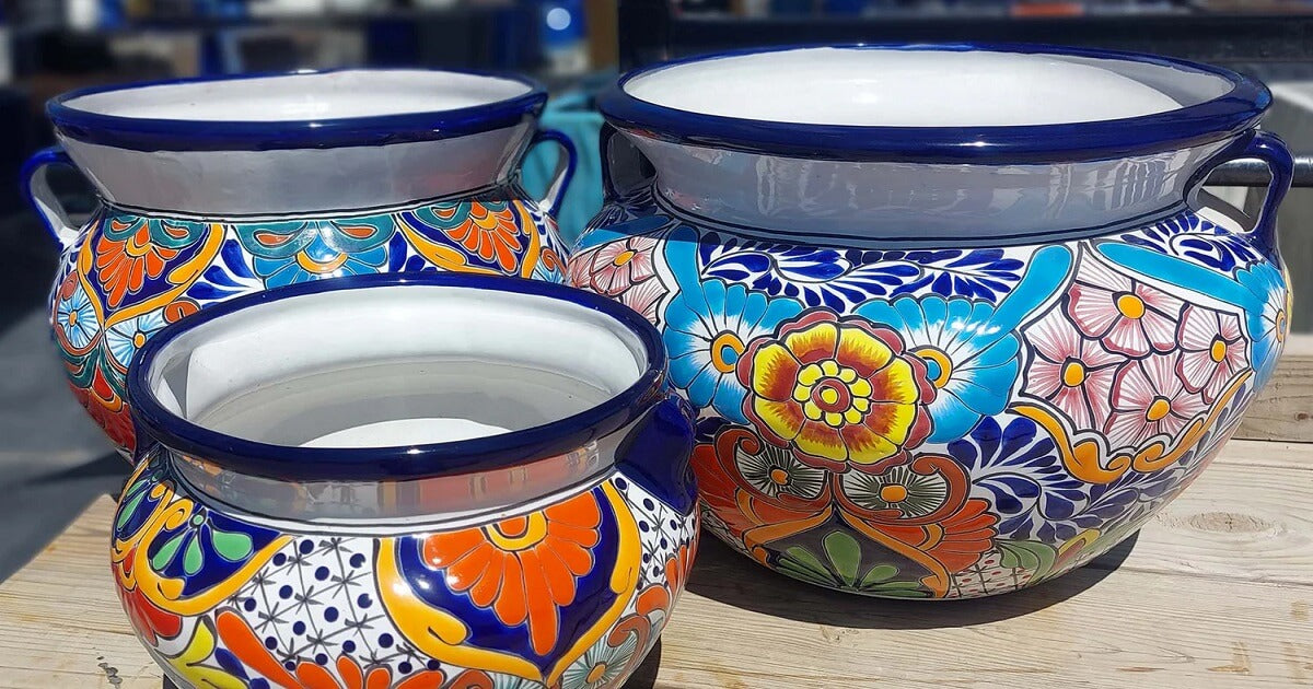 Bright Talavera decor adding colorful charm to the space