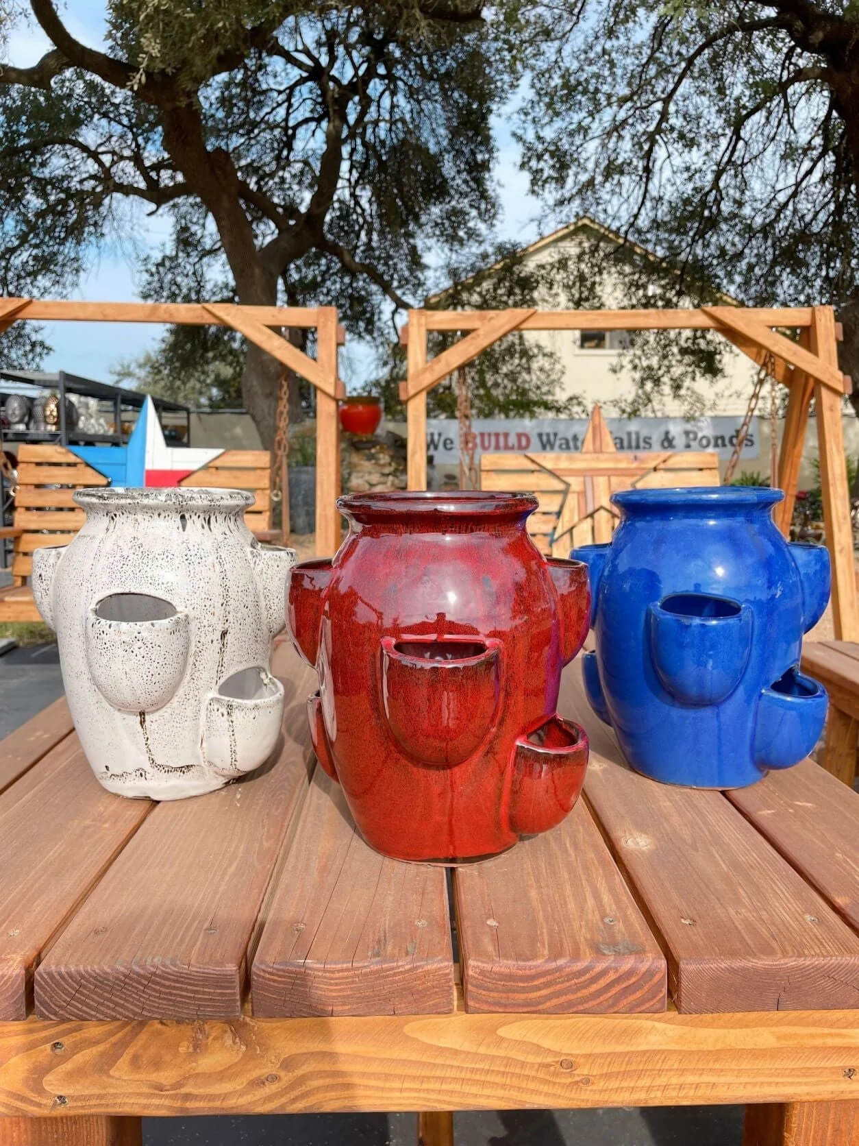Ceramic Chinese pot planters with charming strawberry design