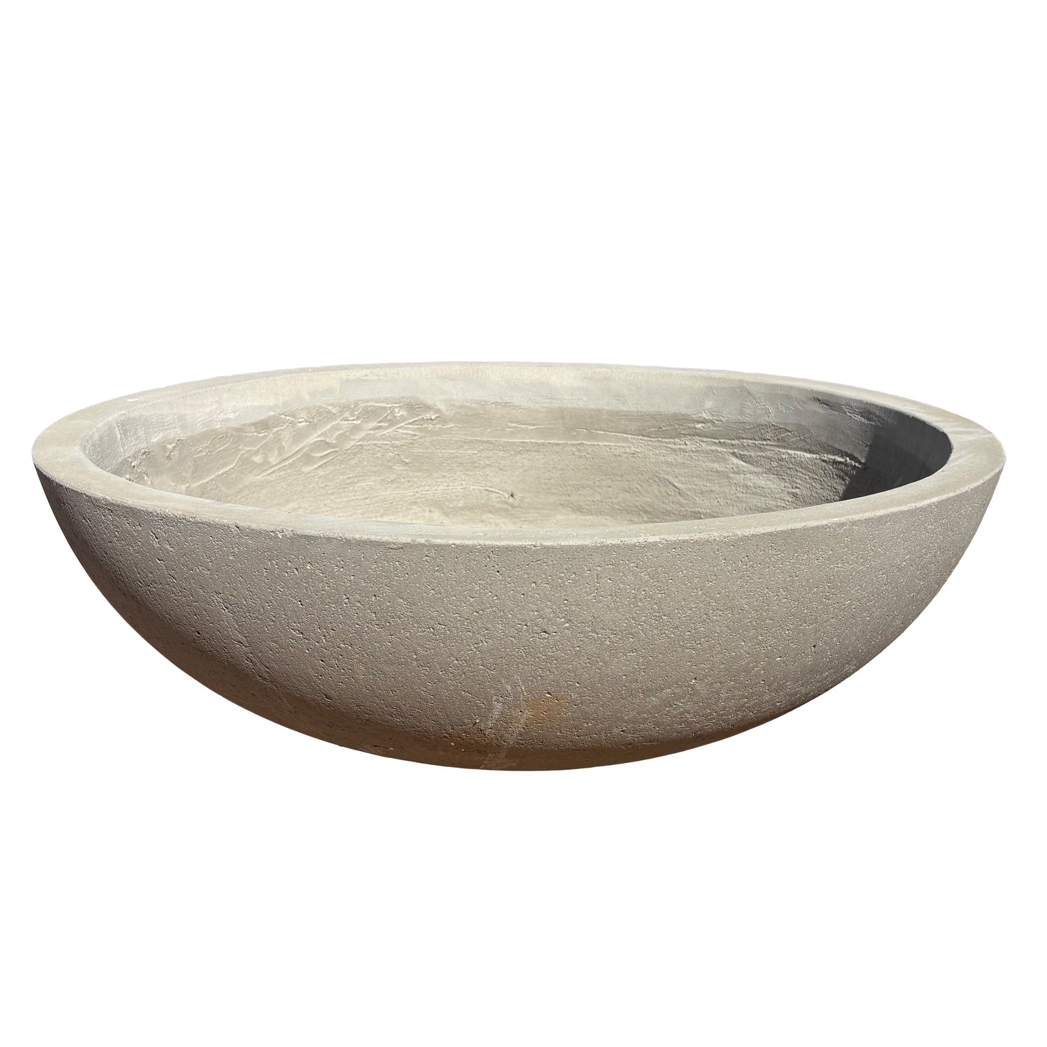 Gray low wide fiberstone planter