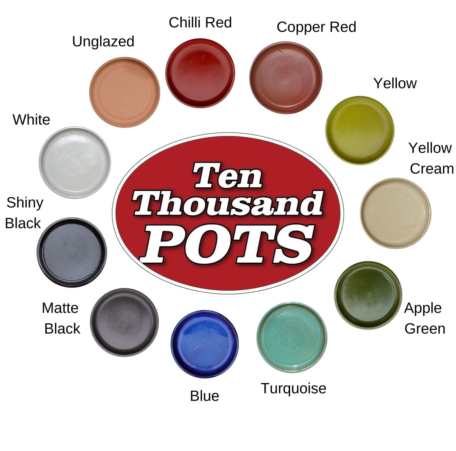 Round ceramic plant saucers in different color