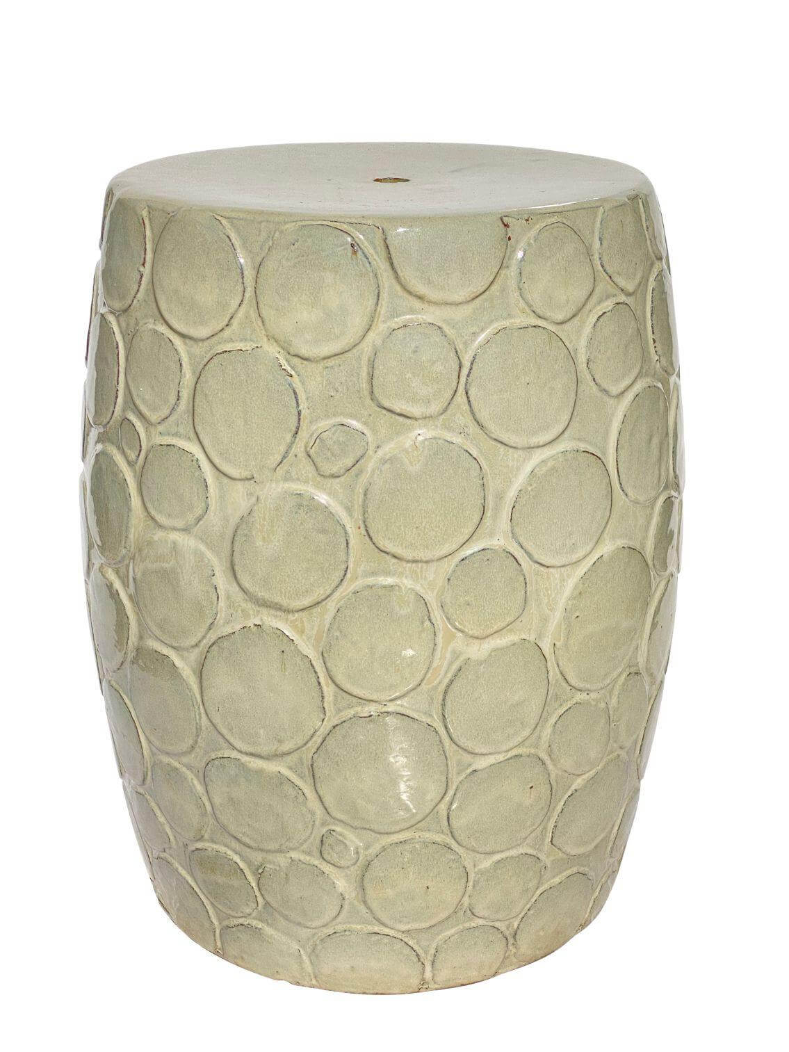 Stylish ceramic stool for garden or patio use