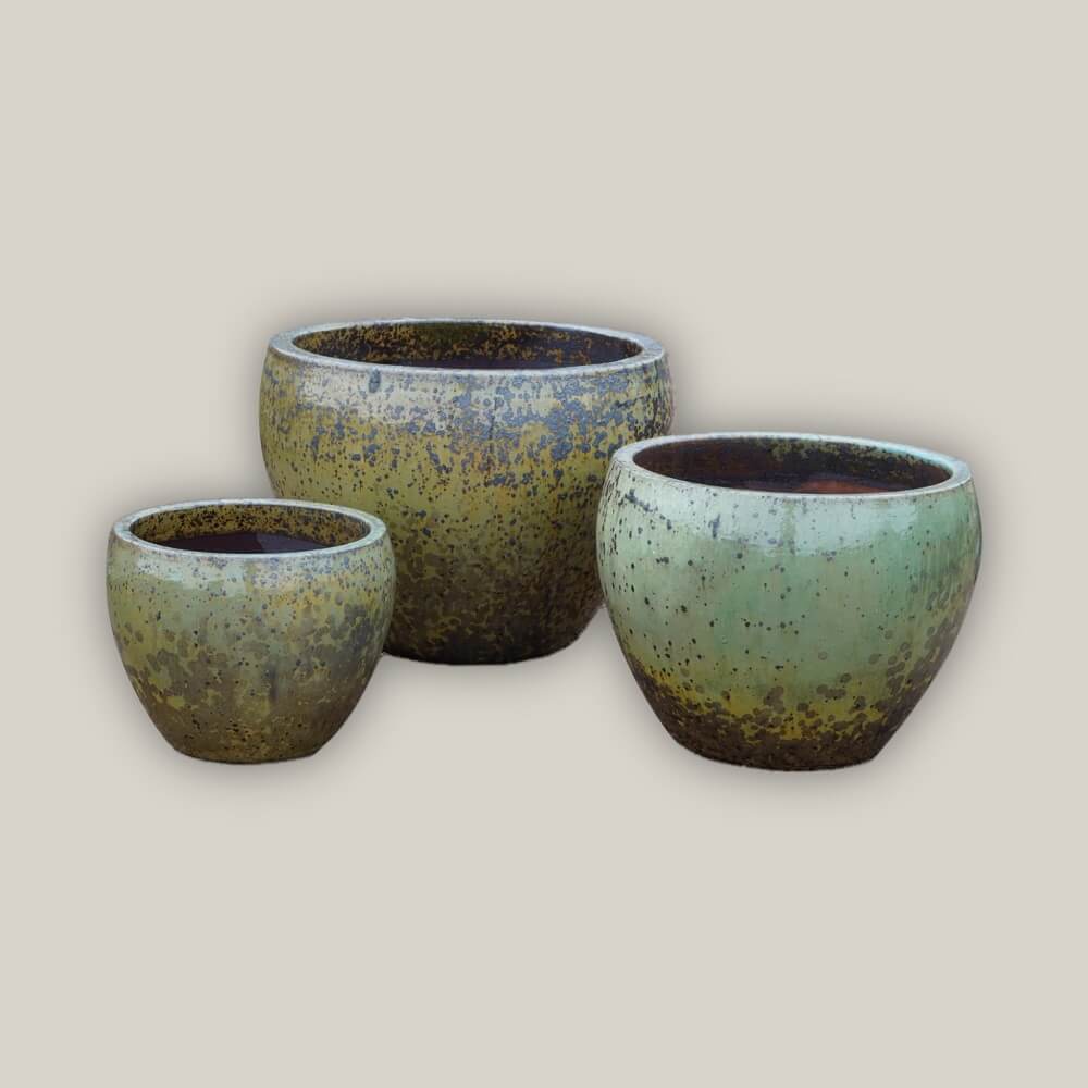 Fresh green planters styled for home or garden