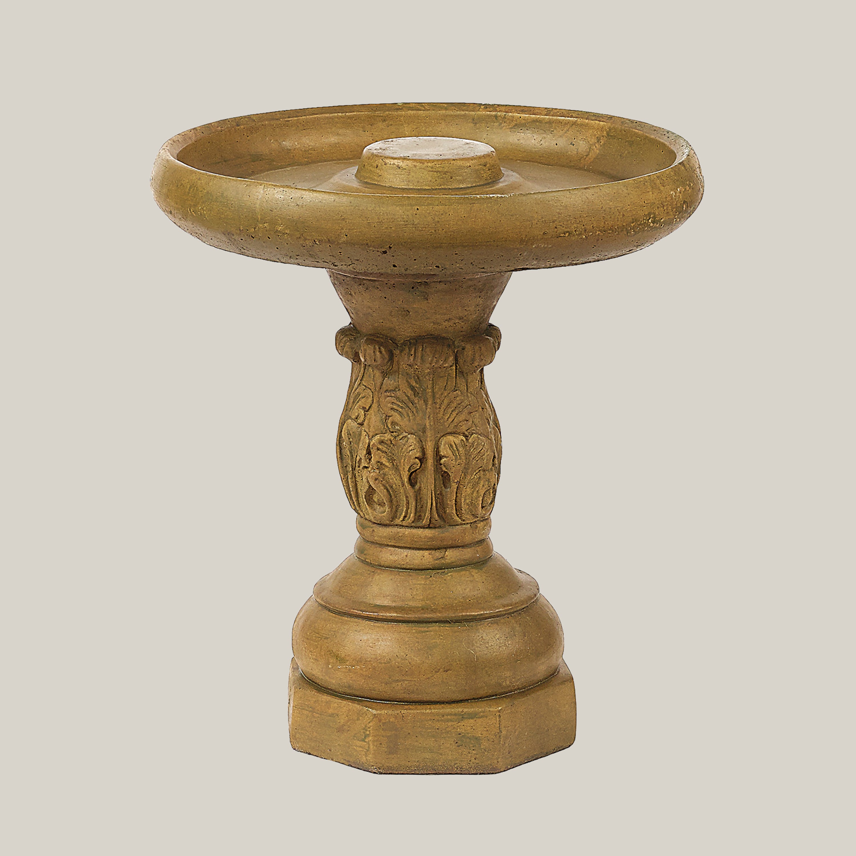 Small Leaf Pedestal Birdbath with Smooth Top