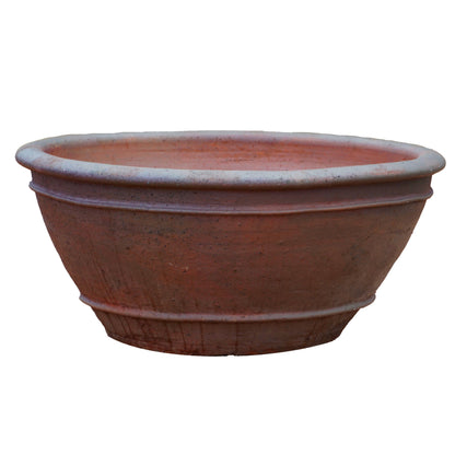 1-729R14FS - Iron Clay Rustic Low Bowl Ceramic Planter - FREE SHIPPING