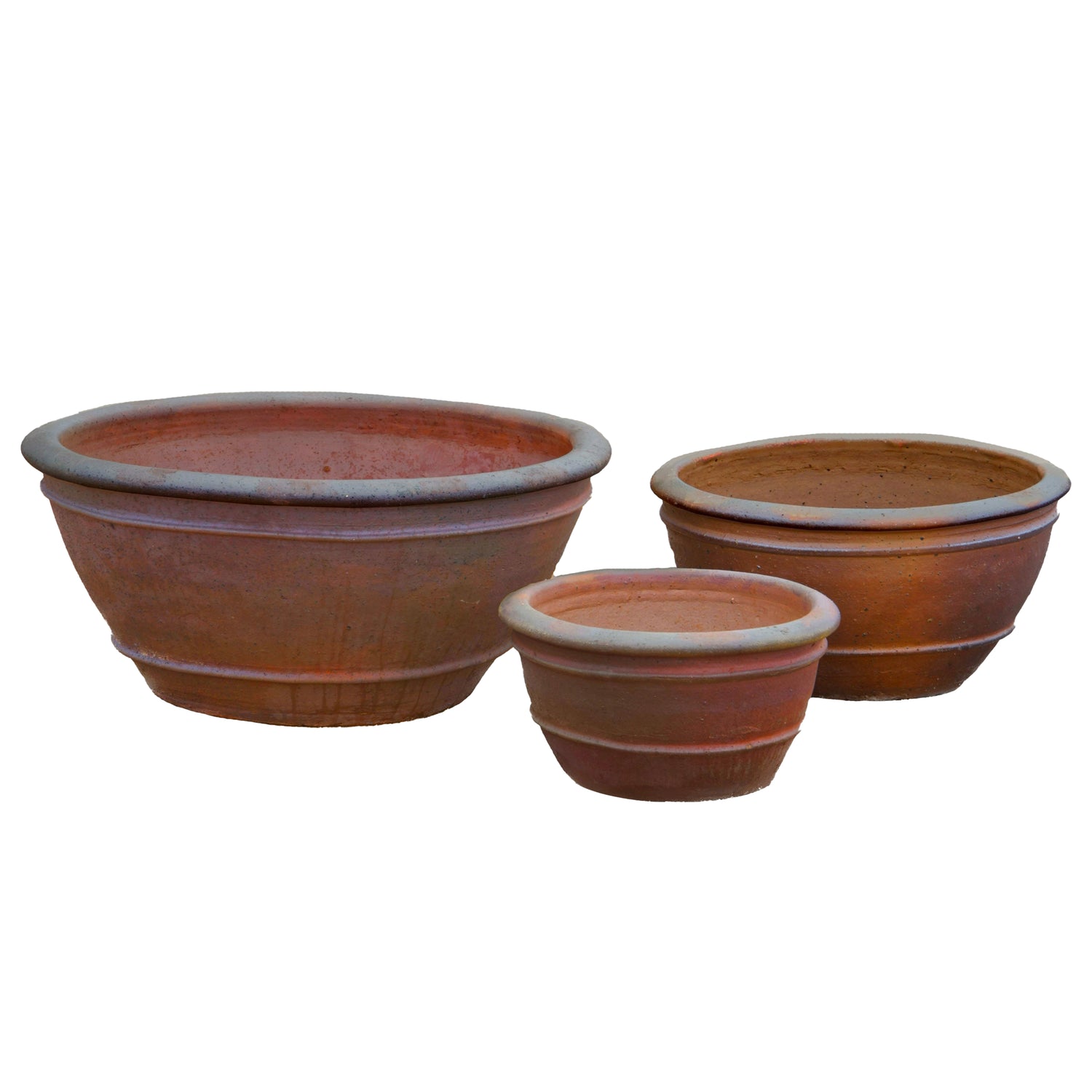 1-729R14FS - Iron Clay Rustic Low Bowl Ceramic Planter - FREE SHIPPING