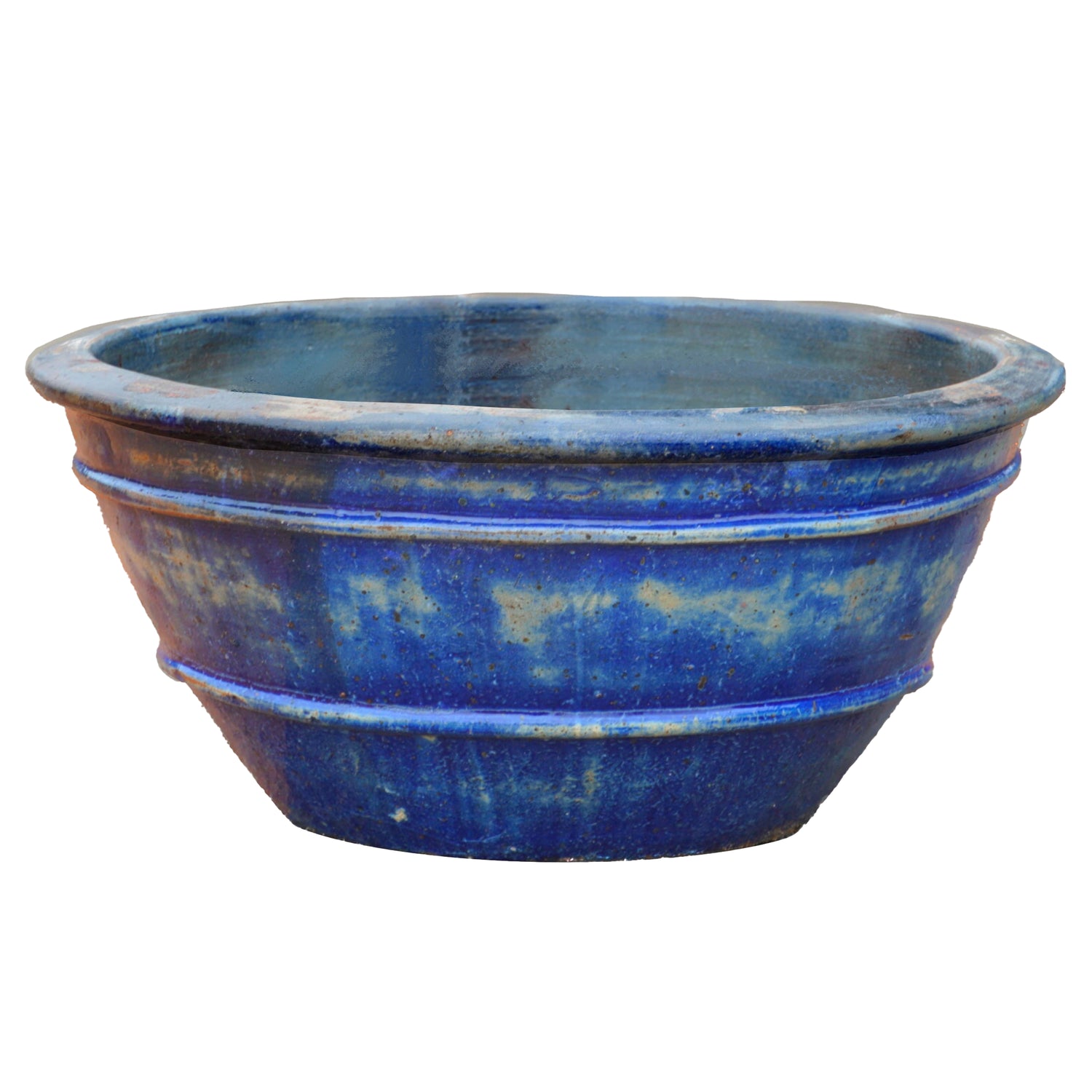 used planter pots for sale Midnight Blue Rustic Low Bowl Ceramic Planter
