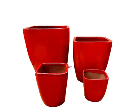 large red plastic plant pots Bright Red Modern Tapered Square Planter