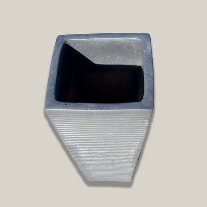 297M19 - Matte Black Horizontal Line Ceramic Square Planter