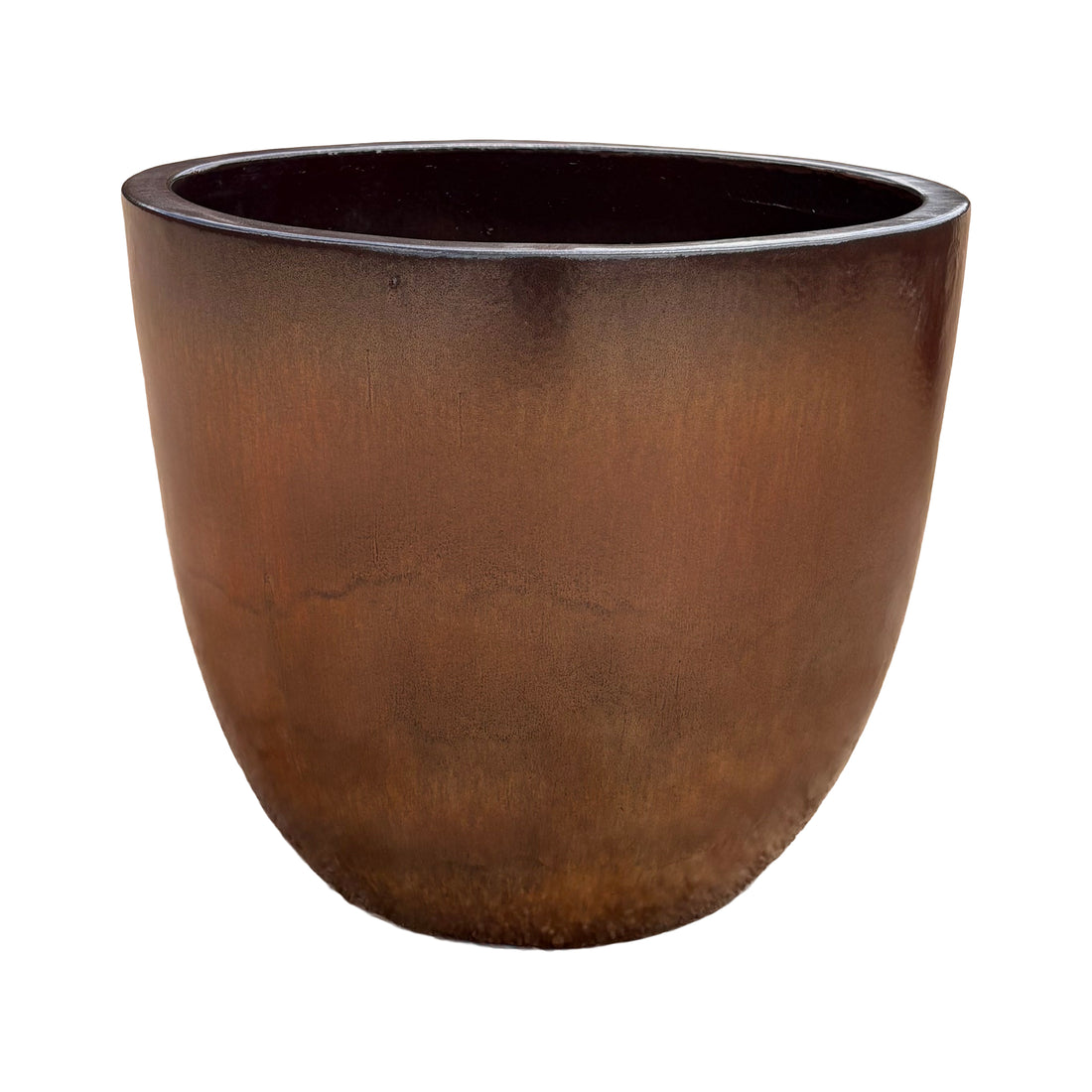 Oxide tapered round ceramic planter featuring a smooth tapered silhouette and glazed finish.