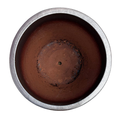 Top view of the oxide tapered round ceramic planter showing the wide opening and smooth glazed interior.
