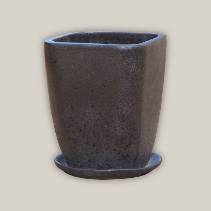 Tapered Square Planter with Saucer