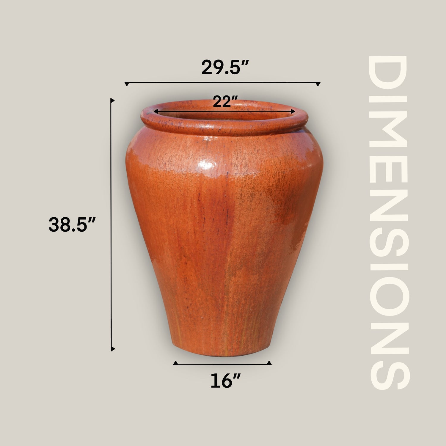 1-3100COFS - Copper Palace Extra Large High-Fired  Ceramic Planter Pots  – Indoor/Outdoor Use – FREE SHIPPING