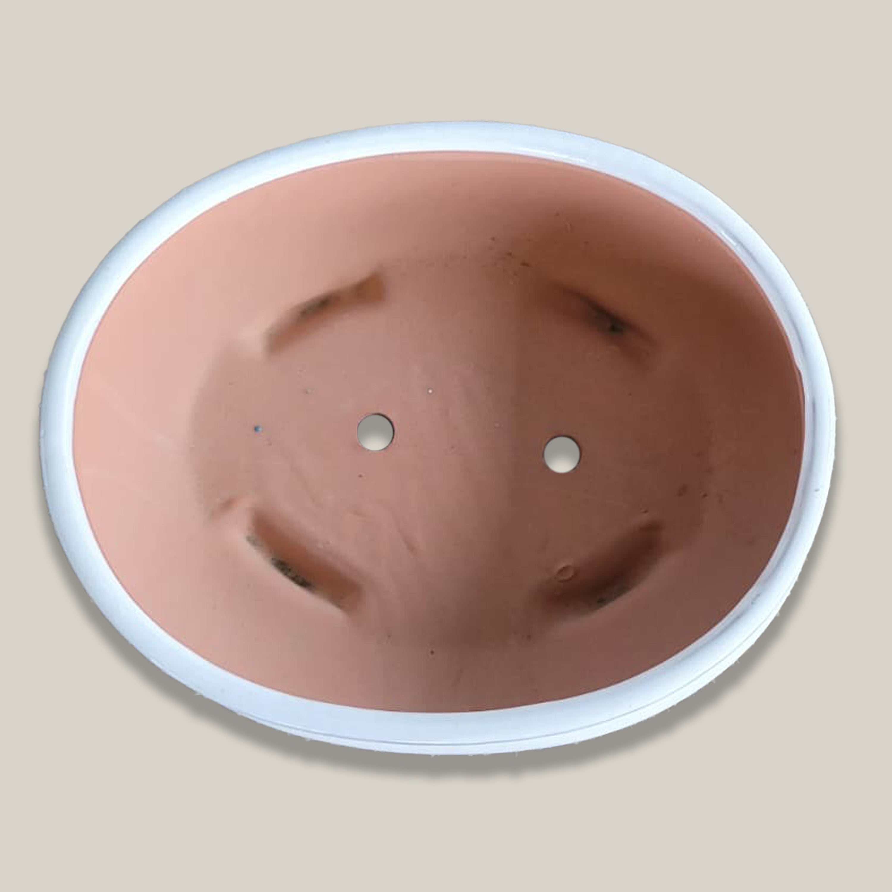 3113L4 - White Round Ceramic Bonsai Planter