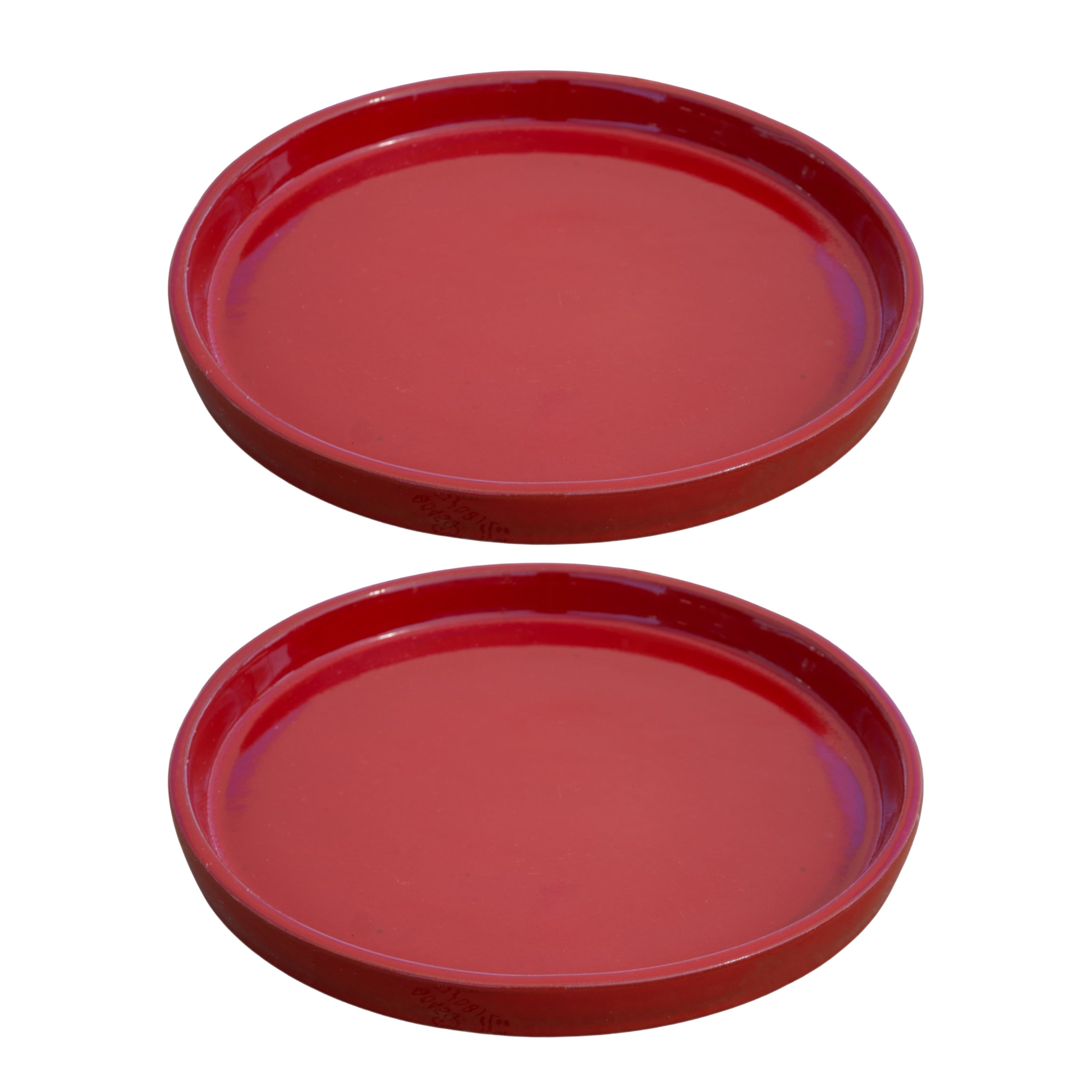 Round Bright Red Ceramic Clay Plant Saucer