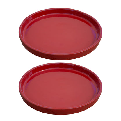 Round Bright Red Ceramic Clay Plant Saucer
