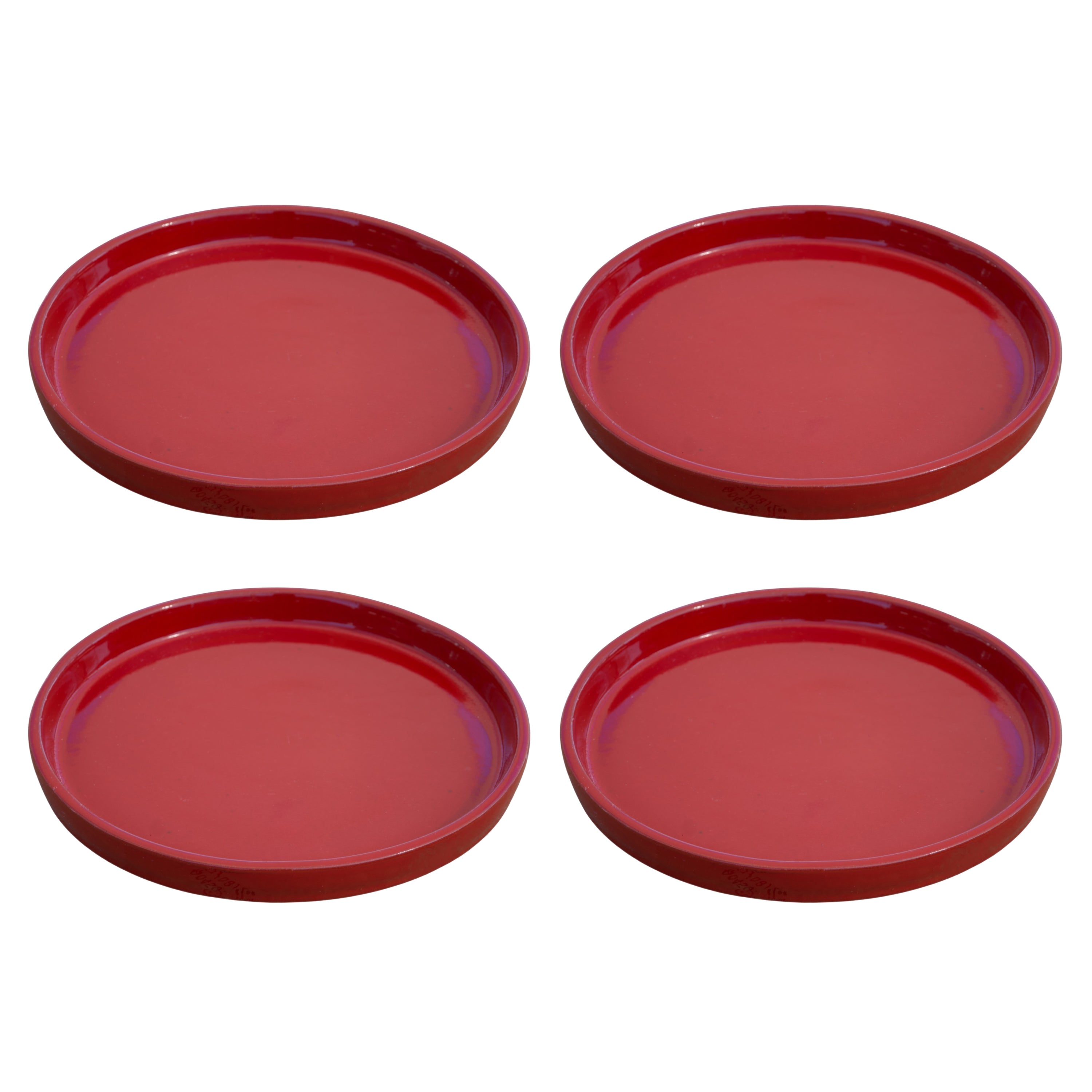 Round Bright Red Ceramic Clay Plant Saucer