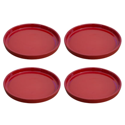 Round Bright Red Ceramic Clay Plant Saucer