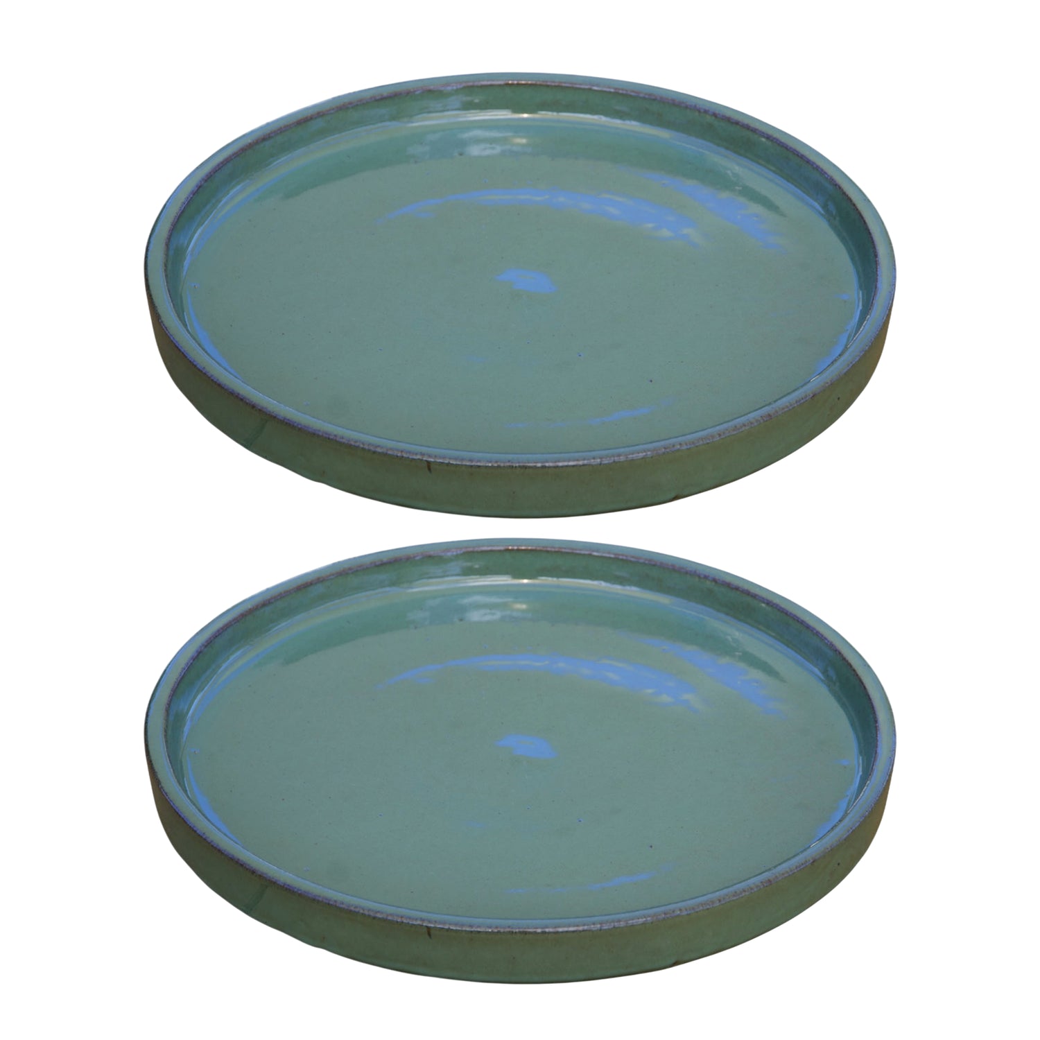 Round Green Ceramic Clay Plant Saucer
