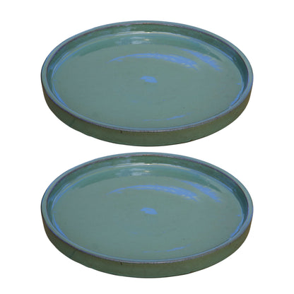Round Green Ceramic Clay Plant Saucer