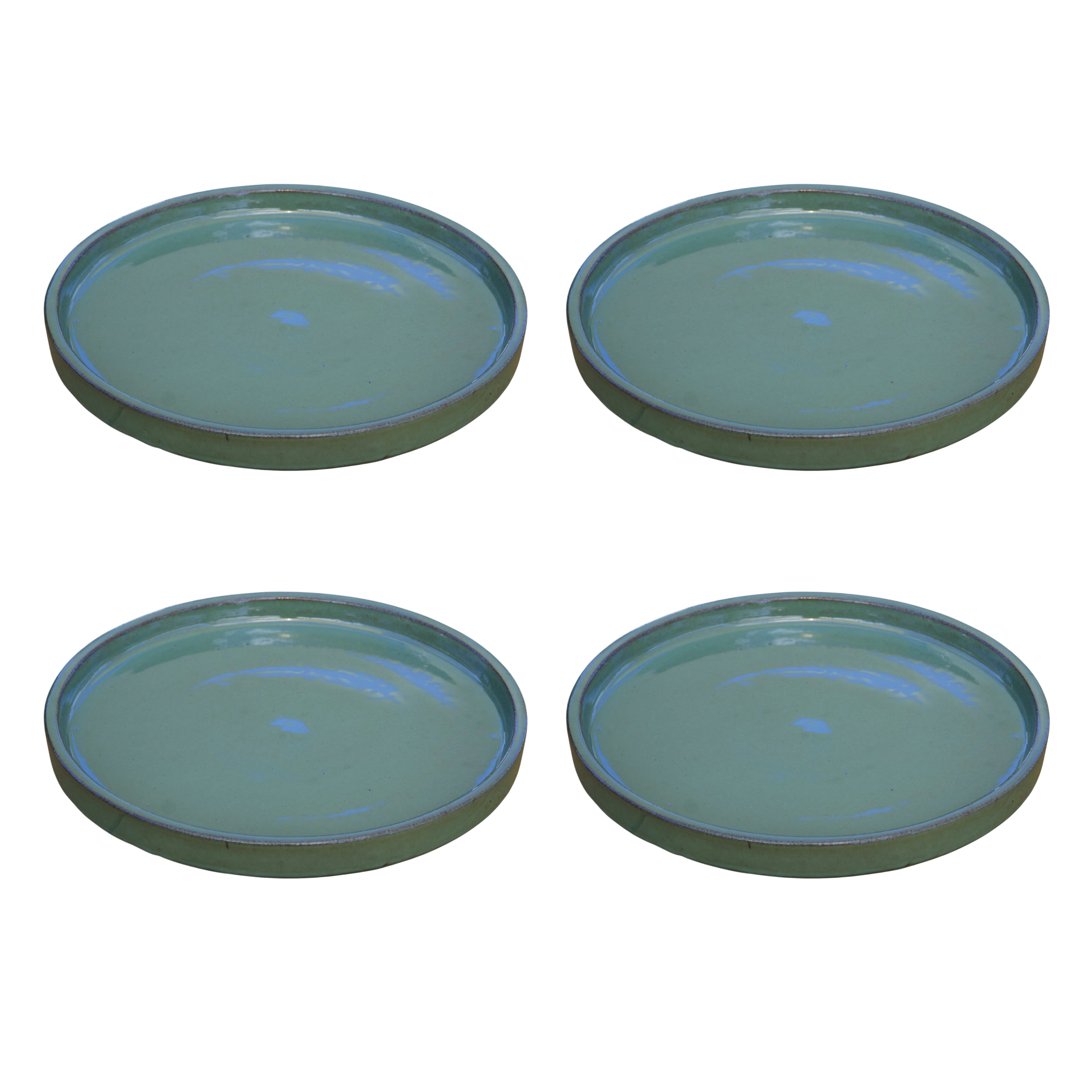 Green Round Ceramic Plant Saucer | Ten Thousand Pots