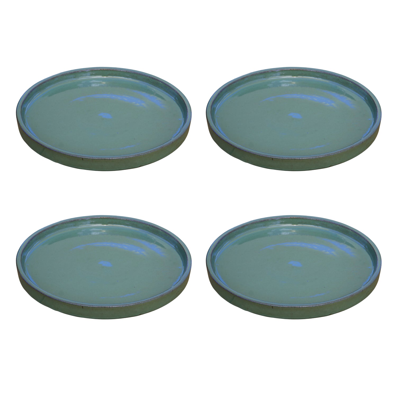 Round Green Ceramic Clay Plant Saucer