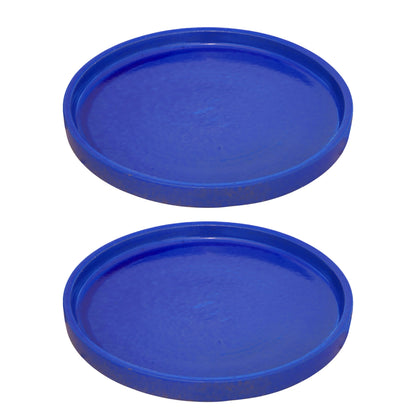 Round Falling Blue Ceramic Clay Plant Saucer