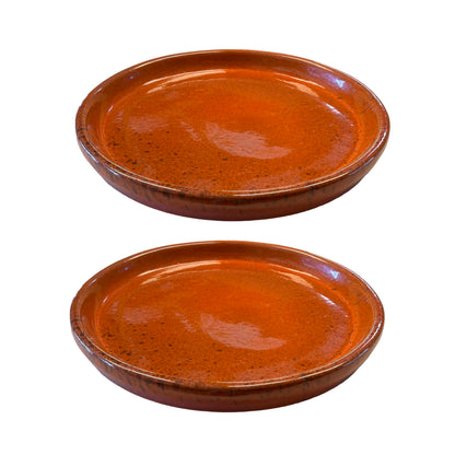 Tropical Orange Ceramic Clay Plant Saucer