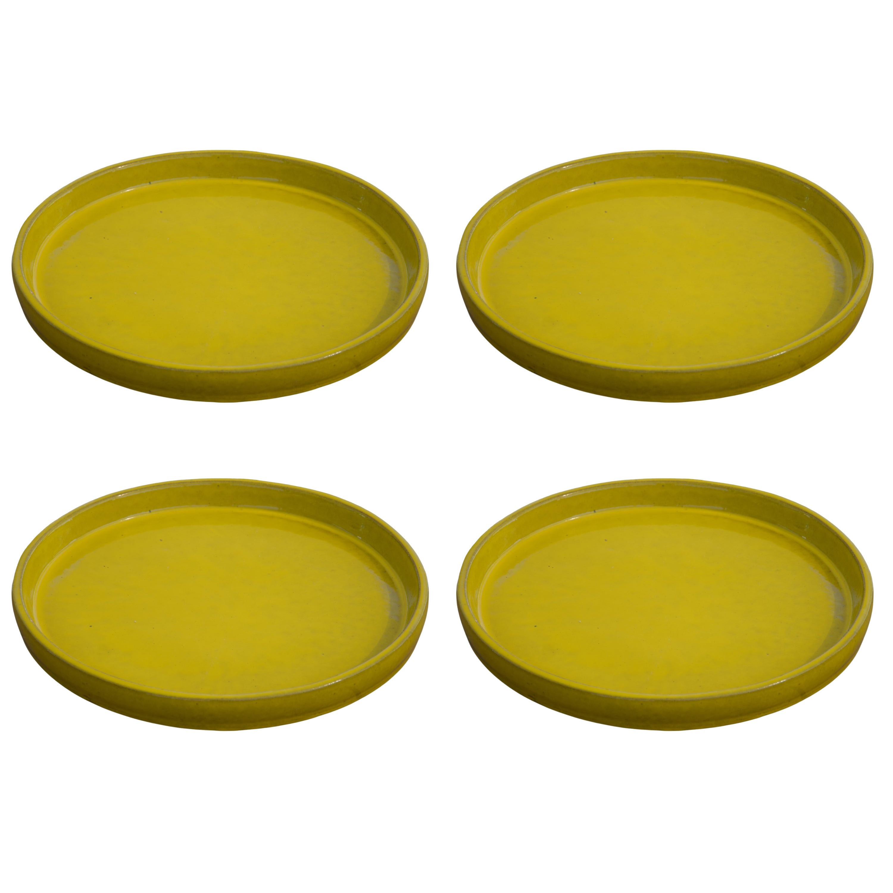 Round Atomic Yellow Ceramic Clay Plant Saucer