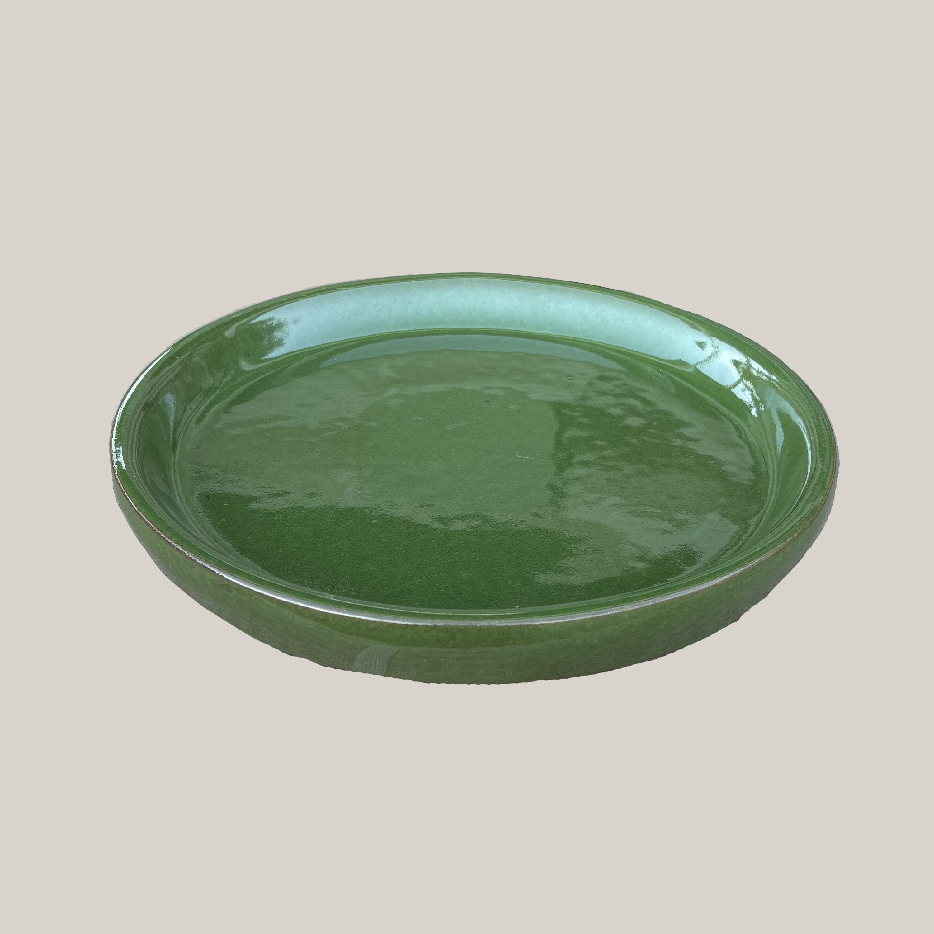 3125L39FS - Round | Atomic Green Ceramic Plant Saucer | High Fired Ecofriendly Clay - Sizes 11.5"-19.5"