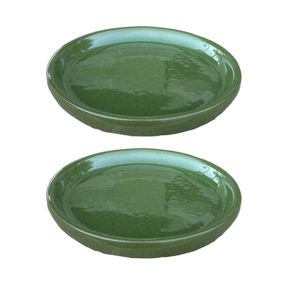 Round Atomic Green Ceramic Clay Plant Saucer