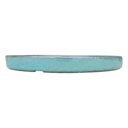 Round Teal Ceramic Plant Saucer
