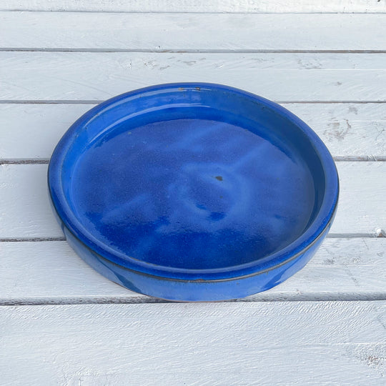 Falling Blue Round Ceramic Plant Saucer - 1