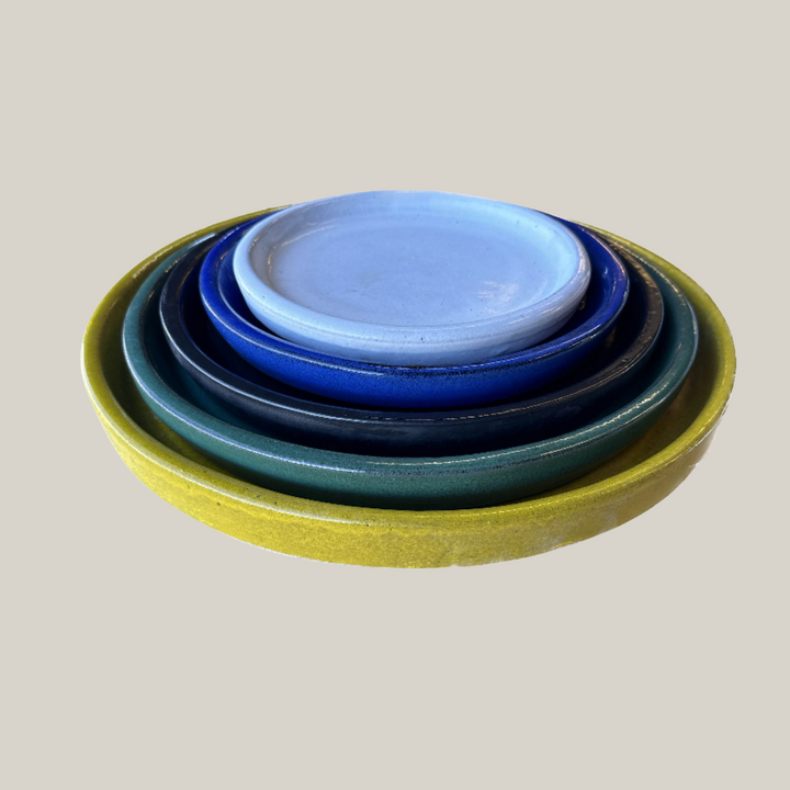 Round | Jade Ceramic Plant Saucer | High Fired Ecofriendly Clay - Sizes 8"-19.5" - Free Shipping