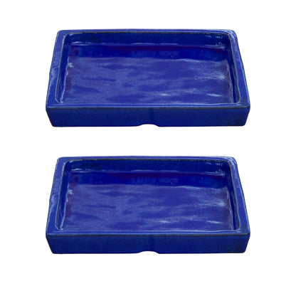 Square Falling Blue Ceramic Clay Plant Saucer