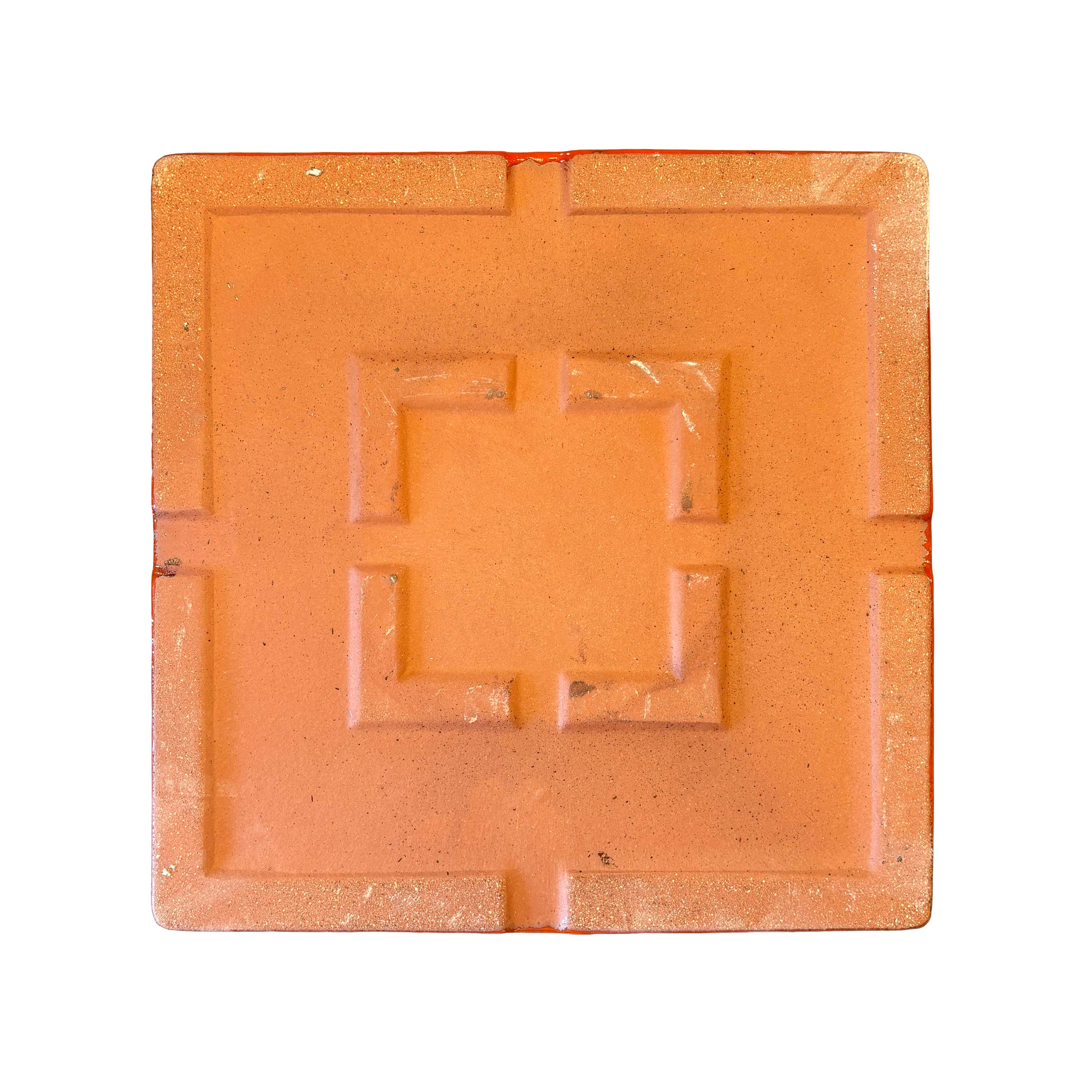 Square Tropical Orange Ceramic Clay Plant Saucer