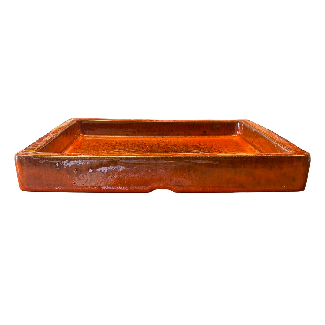 Square Tropical Orange Ceramic Clay Plant Saucer