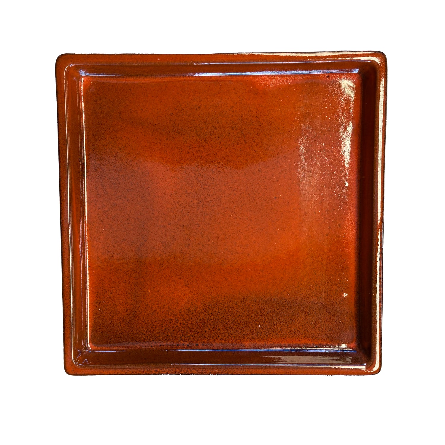 Square Tropical Orange Ceramic Clay Plant Saucer