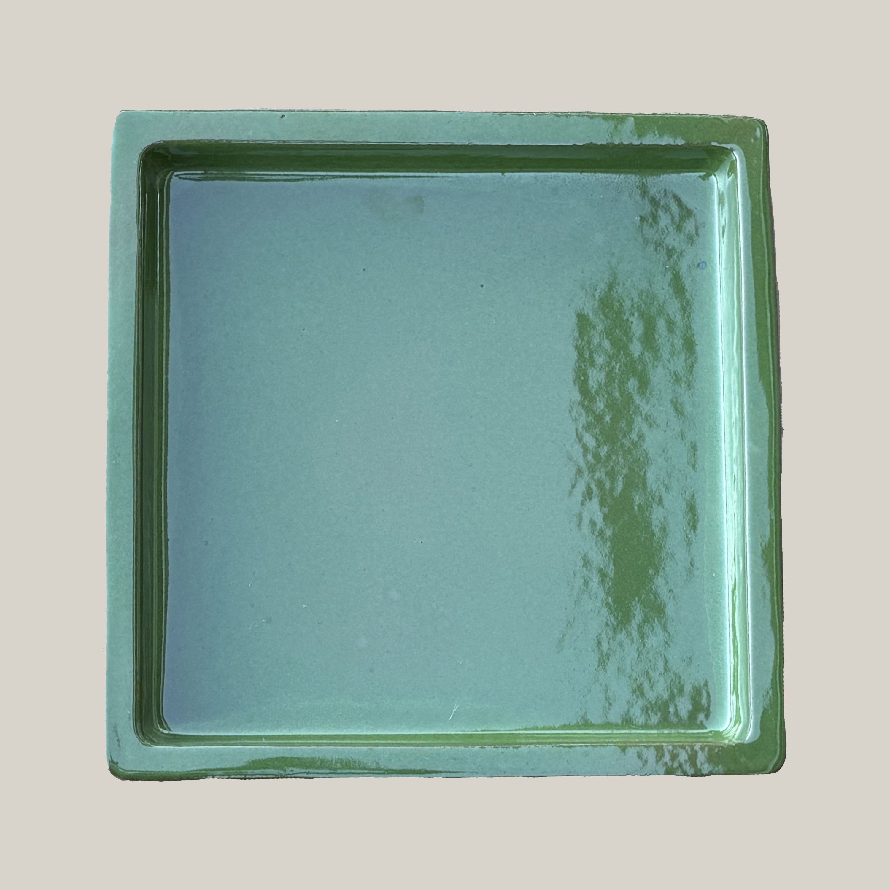 3127L39FS- Square | Atomic Green Ceramic Plant Saucer| High Fired Ecofriendly Clay - Sizes 10"-15"